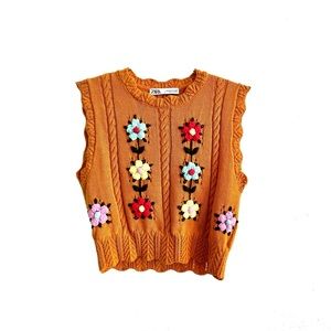 ZARA Embroidered Floral Vest